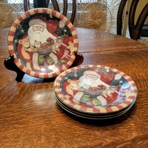 Vintage Susan Winglet Certified International " Father Christmas" 8" D Plates